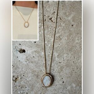 Gold Miraculous Medal Necklace | Mother of Pearl Virgin Mary CZ Pendant